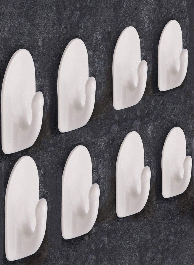 دوكوس - عبوة من 8 خطافات جدارية ذاتية اللصق بدون مسامير لتعليق الملابس والمناشف، خطافات جدارية لاصقة للحمام والمطبخ - تتحمل حتى 1 كجم (أبيض)، مصنوعة من مادة PVC - Image 1